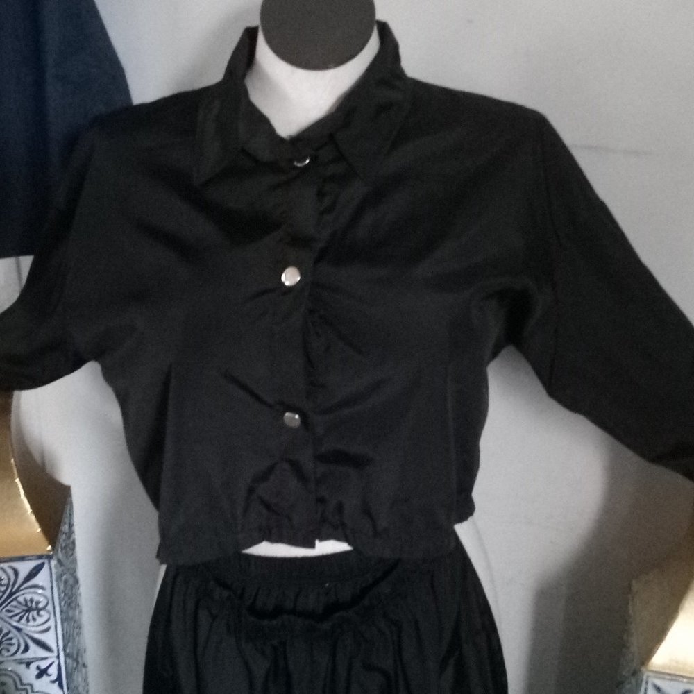 2pc "Windbreaker" Skirt and Crop Jacket set